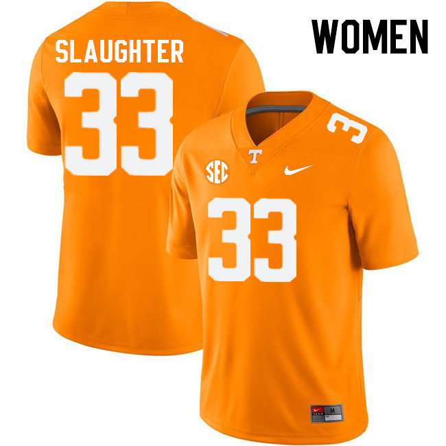Women #33 John Slaughter Tennessee Volunteers College Football Jerseys Stitched Sale-Orange - Click Image to Close